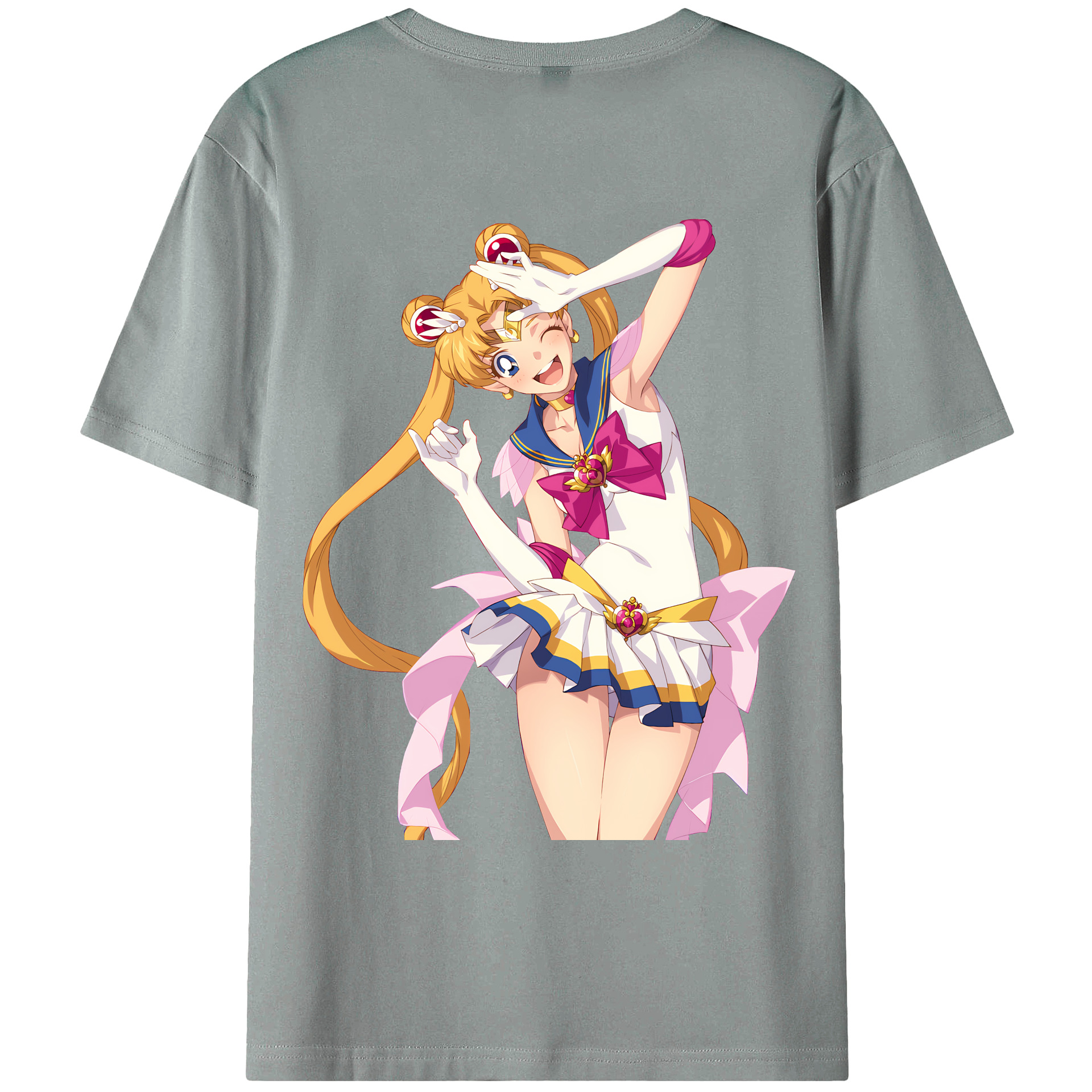 （画像用） 美少女戦士セーラームーン 月野 うさぎ つきの うさぎ Sailor Moon Tsukino Usagi 綿100％ メンズ半袖Tシャツ（バックプリント） 通気性